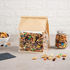 Restaurantware-Bag Tek 6.3 x 5.1 x 10.2 Inch Tin Tie Bags With Windows, 100 Resealable Bakery Bags With Windows - Flat Bottom, For Cookies or Coffee Beans, Kraft Cotton Paper Tin Tie Bags
