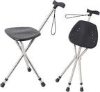Cane with Seat - Portable Alloy Folding Stick Chair, Height Adjustable Cane with Seat for Seniors, Walking Stick with Seat for Balance and Support, Providing 220 Lbs Capacity for Adults