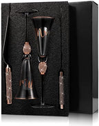 Boao 4 Piece Mr and Mrs Champagne Flutes and Cake Knife Server Set Crystal Wedding Toasting Flutes Rhinestone Cake Cutting Set for Bride and Groom Wedding Engagement Bridal Shower Gifts(Rose Gold)