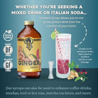 Portland Syrups Authentic Ginger Syrup - Intense Ginger Flavor with Slightly Hot Finish - Beverage Concentrate for Mocktails, Cocktails, Lattes, & Baking - 12 oz Bottle, 24 Servings (Pack of 2)