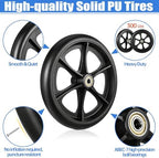 2Pcs Replacement Wheelchair Wheels for Walkers 8 Inch Solid Wheelchair Front Wheels Anti-Slip Rollator Replacement Wheel for Drive Rollator Wheelchairs Wheel Walker Accessories