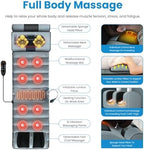 KOCASO Full Body Massage Mat with Heat, Electric Massage Mat Chair Pad Back/Neck/Foot Massager, Detachable Lumbar& Head Pillow W/ 2 Earplugs-Vibration & Kneading for Stress Relief/Gift