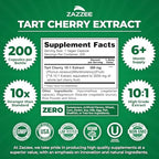 Zazzee Tart Cherry 10:1 Extract, 200 Vegan Capsules, 6+ Month Supply, Montmorency Cherry, Certified Kosher, Joint & Uric Acid Support, Antioxidant Support Formula, Non-GMO, Made in the USA