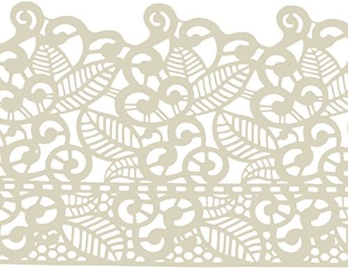 Funshowcase Large Pre-Made Ready to Use Edible Cake Lace Leaf Scroll Ivory White 14-inch 10-piece Set