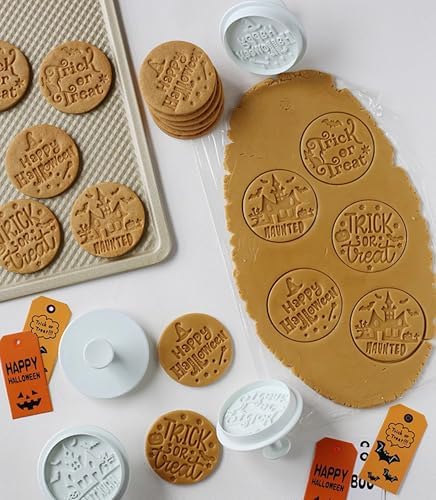 Halloween Cookie Stamp Press 4PCS Cookie Cutter Halloween Cookie Cutters Set Biscuit for DIY Halloween and Daily Baking