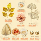 DRWATE Cake Topper, 11pcs Boho Flower Gold Leaves Cake Decorations for Wedding Baby Shower Birthday Party Supplies