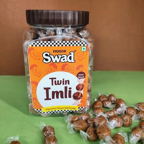 Panjon Swad Twin Imli Candy, Khatti Meethi Imly, Chulbuli Tamarind Twist Toffee, 400g Jar