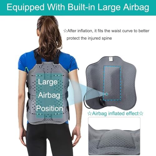 Inflatable thoracolumbar spinal brace, lightweight and adjustable back support, used for kyphosis, osteoporosis, mild scoliosis, and postoperative