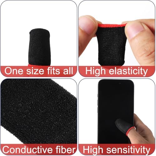 YUXIANLB 10Pcs Mobile Phone Gaming Finger Sleeves, Anti Sweat Game Controller Finger Thumb Sleeve, Superconducting Nanofibers Sleeves, Breathable Finger Covers Touchscreen Gaming Gloves