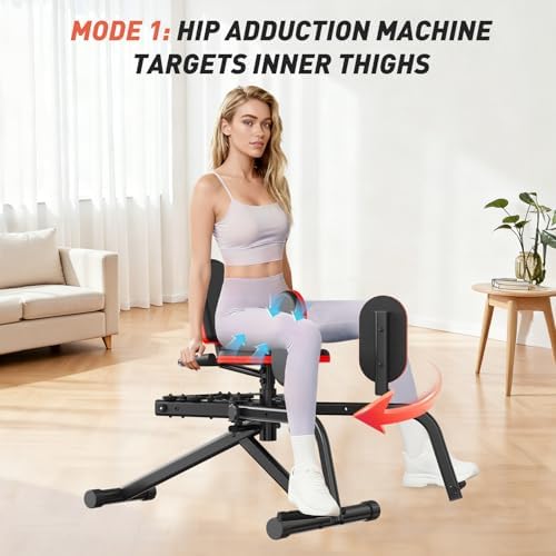 ERGOLIFE Hip Adduction Abduction Machine with 6 Resistances for Home/Office Gym, 2 in 1 Inner Thigh Exercise Equipment Buttocks Lifting Glute Machine for Men or Women