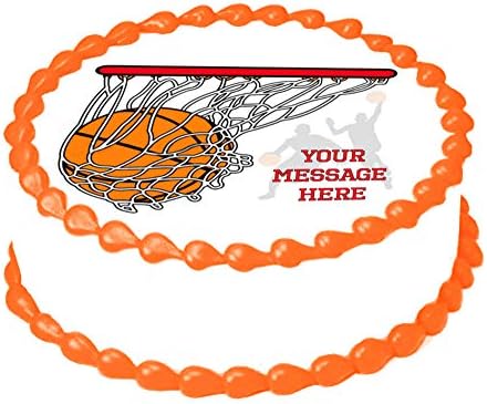 Basketball 7.5" round Edible cake topper image Birthday Party Decoration.