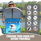 Universal Chair Umbrella Canopy, UPF 50+ Chair Sun Shade Attachment with Adjustable Clamp Fits Most Brands’ Beach, Camping, Lawn, Wheelchair, Tanning, Zero Gravity, Lounge, Fishing Chairs, Patented