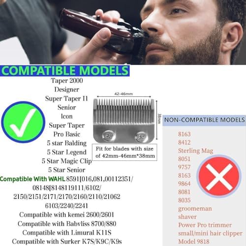 Professional Hair Clipper Combs Guides Set - 1/16 to 1 Size Range, Black Replacement Guards，COMPATIBLE WITH WAHL Most Clippers/Trimmers (8 Pieces)