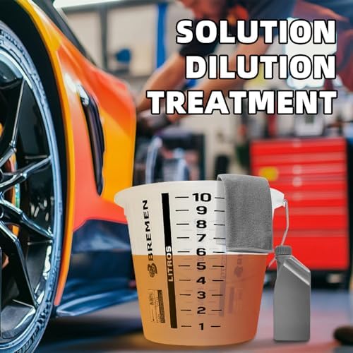 2.5 Gallon Graduated Bucket with Handle | Multipurpose Large Container, Heat & Chemical Resistant (-40°C to 200°C) for Industrial and Home Use（1 pack）