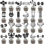 Gym Theme Cupcake Toppers 48Pcs Weight Lifting Cupcake Topper Gym Birthday Party Decorations Fitness Workout Cupcake Picks for Olympic Party Cake Decorations Supplies