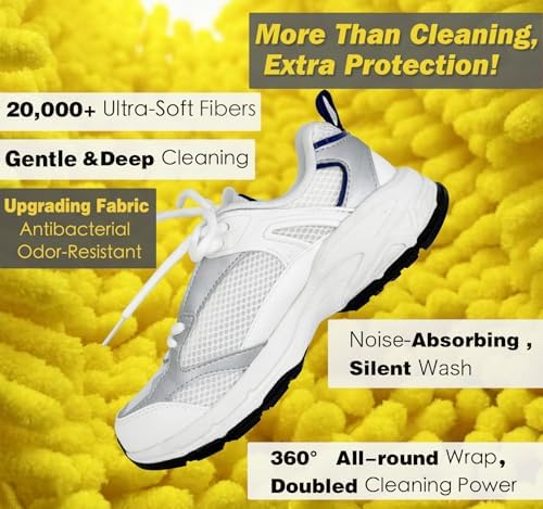 Shoe Washing Machine Bag,Laundry Shoe Bag for Washer and Dryer,Reusable Shoe Cleaning Bag for Sneakers,Tennis Shoes,With Self-locking Zipper, Microfiber Inside,Include Shoe Bag (Pro Yellow - 1 Pack)