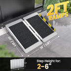 2 Feet Portable Wheelchair Ramp, 600 LBS Capacity Folding Aluminum Threshold Ramp with Anti-Slip Surface, Mobility Access Handicap Ramp for Home Steps, Doorway, Stairs, Doorways, Scooter