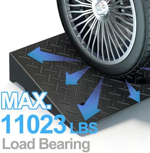 RELIANCER 2 PCS Rubber Curb Ramps,5T Load Capacity Threshold Ramps for Loading Dock,Driveway Curb Ramp,Curbside Sidewalk Vehicle Ramp for Cars SUV Trucks Motorcycles Forklifts Wheelchairs Lawn Mowers