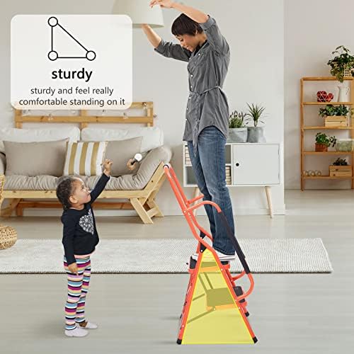 LUISLADDERS 2 Step Ladder, Folding Step Stool with Handrails, Step Ladder 2 Step Folding 500lbs with Widened Anti-Slip Pedal, Multi-use for Home Kitchen Office