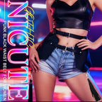 Nicute Leather Belt Skirt Black Waist Chain Punk Skirts Belt Goth Body Accessories for Women