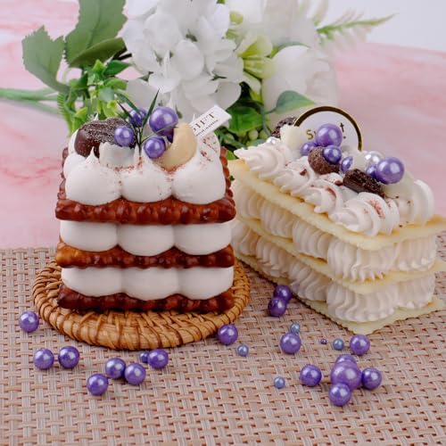 Purple Pearl Sprinkles for Cake Decorating, 6 Sizes Mix 4.6 oz Edible Pearls Sugar Sprinkles for Baking Cupcake Cookies