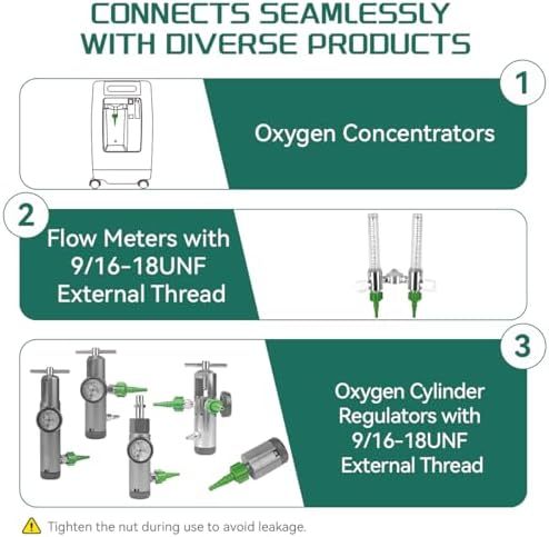 Oxygen Tubing Swivel Nipple Connectors, Pack of 5, Green Christmas Tree Connectors Fit for Oxygen Concentrator, Oxygen Cylinder Regulators and Flow Meters