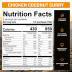 Peak Refuel Chicken Coconut Curry | Freeze Dried Backpacking and Camping Food | Amazing Taste & Quality | High Protein | Real Meat | Quick Prep (2 Serving Pouch)