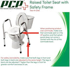 PCP Raised Toilet Seat and Safety Frame, Pre-Assembled Tool Free, Secure Adjustable Height, Made in USA, Regular