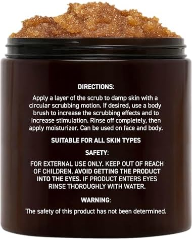 Brooklyn Botany Brown Sugar Body Scrub - Moisturizing and Exfoliating Body, Face, Hand, Foot Scrub - Fights Acne, Fine Lines & Wrinkles, Great Gifts For Women & Men - 10 oz