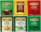 Twinings of London 6 Slot Wood Chest Gift Set Tea Variety Sampler, 60 Count (10 of Each Flavor - Green, Earl Grey, English Breakfast, Lemon & Ginger, Peppermint, Irish Breakfast)