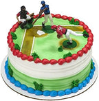 DecoSet® Batter Up 3 Piece Decorations Set, Cake and Cupcake Toppers for Baseball Themed Birthdays, Celebrations, and Parties, Food Safe, Re-usable, Red, Blue