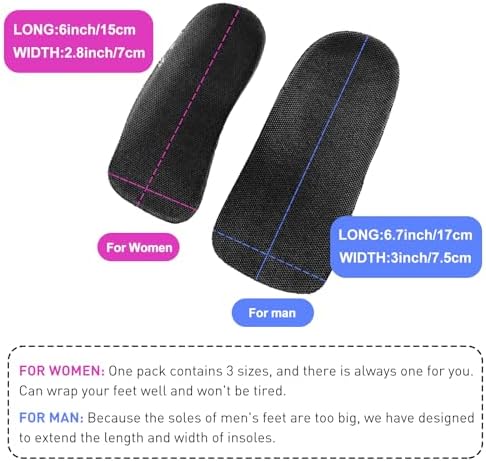 3 Pairs Height Increase Insoles, Heel Lifts for Shoes, Inserts for Men and Women, for Achilles Tendonitis and Leg Length Discrepancy (Man, 0.6"/1"/1.4" Height)