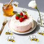 56 Pcs Edible Bees Cake Decorations, Wafer Paper Bumble Bee Cupcake Toppers for Honey Bee Baby Shower, Birthday Party Decorations