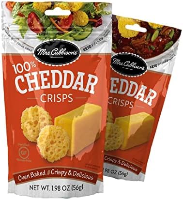 Mrs. Cubbison's Cheese Crisps - 100% Real Cheese, Keto Friendly, Great for Snacking and Salad Topper - Cheddar Flavor (1.98 Ounce (Pack of 2))