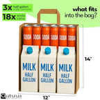Qutuus Large Paper Bags with Handles Bulk - 50 Pcs 12x7x14 Large Paper Grocery Shopping Bags with Handles, Brown Sacks for Groceries, Recycling, Delivery, Take Out, To Go, Retail