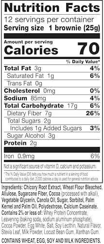 Fiber One 70 Calorie Brownies, Chocolate Fudge, Snack Bars, 12 Count (Pack of 4)