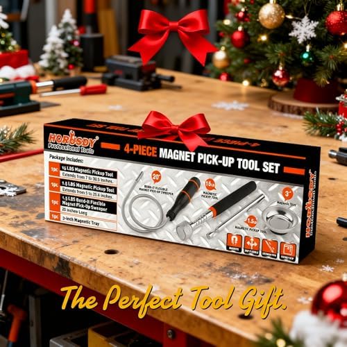 HORUSDY 4-Piece Telescoping Magnetic Pickup Tools Set - Extendable Magnetic Pick Up Tools，Flexible Bendable Spring Magnet Stick
