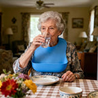 Silicone Adult Bib, Adjustable and Washable Bib for Men & Women, Waterproof for Elderly with Crumb Catcher