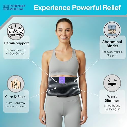 Everyday Medical Umbilical Hernia Belt for Men & Women - Breathable Abdominal Binder Post Surgery, Belly Support Band & Abdominal Compression Garment for Epigastric, Navel & Ventral Hernias - S/M