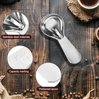 Stainless Steel Coffee Scoop Set - 3 Pc Measuring Spoons (1 Tbsp & 2 Tbsp Scoop) for Ground Coffee, Tea, Sugar Or Flour, Short Handles