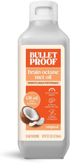 Bulletproof Brain Octane C8 MCT Oil, 32 oz – 100% Pure Coconut Oil, Triple-Distilled Keto Energy Supplement for Coffee & Smoothies, Unflavored, No Additives or Fillers, Non-GMO