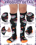 6 Pairs Sugar Skull Socks for Women Men Novelty Skeleton Knee High Socks Colorful Calaveras Gothic Gift for Sugar Skull Lovers