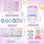 36 Pcs Sleepover Party Supplies for Girls Sets, 6 Glow in The Dark Blanket 6 Pillow with Pillow Core 6 Coral Fleece Headband 6 Plush Eye Mask Covers 6 Scrunchies for Slumber Sleepover Party Gifts Bulk