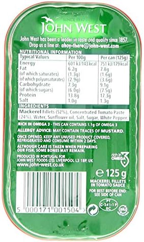 John West Mackerel Fillets in Tomato Sauce (125g) - Pack of 6