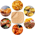 Air Fryer Liners, 200Pcs Square, 8.5 Inch Perforated Parchment Paper Sheets for Baking, HOFHTD Parchment Paper for Air Fryer and Bamboo Steaming Basket (Unbleached)