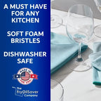 Set of 3 Glassware Cleaning Brush Kit - Non-Scratch, Foam Wine Glass Cleaning Brush Set for Glassware, Decanter, Mug, Stemware - for Home, Restaurant, Bar, Hotel - by FryOilSaver Co.