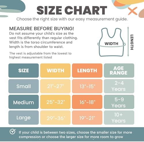 Kids Weighted Vest – 3 lbs Adjustable Compression Vest for Kids with Sensory Issues – Washable, Breathable Sensory Calming Vest for Kids