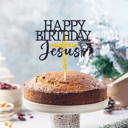 Happy Birthday Jesus Cake Topper, Merry Christmas, Jesus is the Reason for the Season, Christmas Birthday Party Decorations
