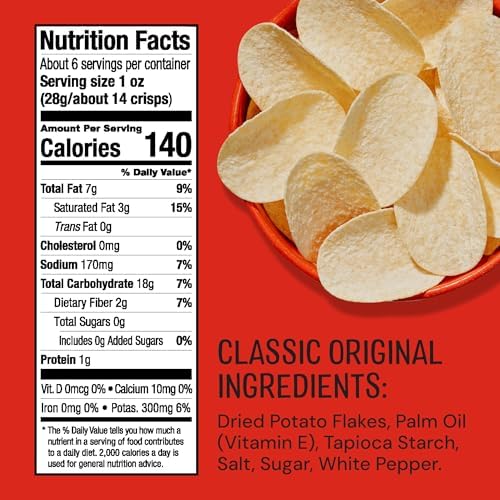 The Good Crisp Company Original Gluten-Free Potato Chips, 5.6 Oz Cans (Pack of 8), Non-GMO, Allergen Friendly, Potato Chip Snack Pack
