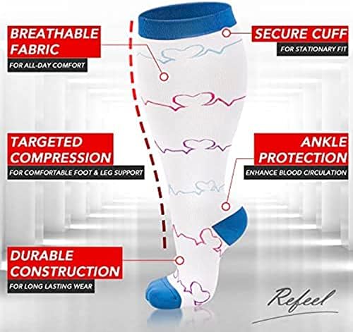1 Pack Plus Size Compression Socks for Women and Men, 20-30mmhg Extra Large Stockings for Circulation Support